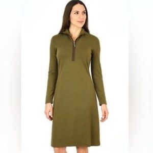 J. McLaughlin Womens Bedford Olive Green Quarter Zip Dress Sz M Stretch Comfort